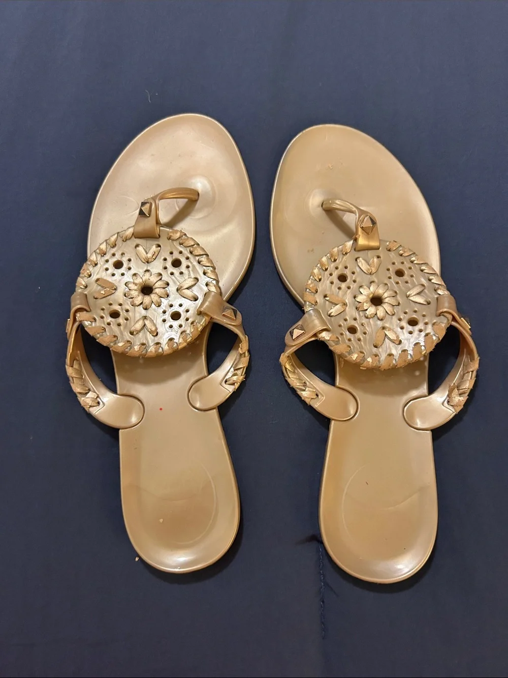 Jack Rogers Metallic Gold Kids' Decorative Thong Sandals